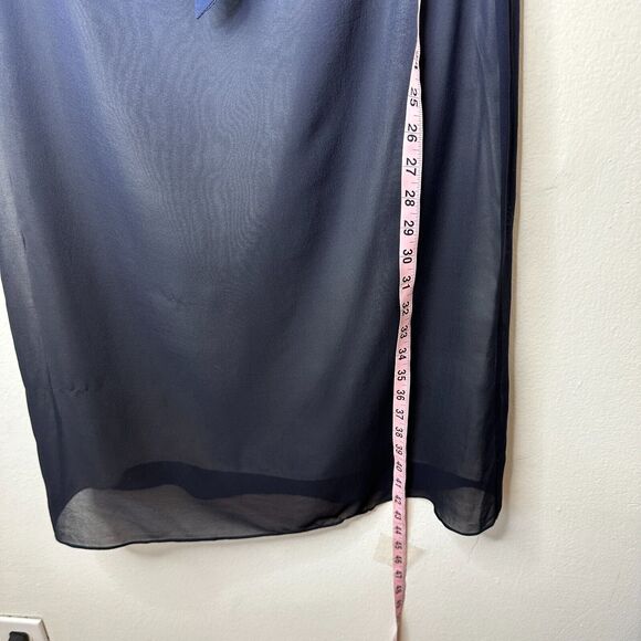 Jill Stuart 100% Silk Gray Navy Ombre Sleeveless Sheer Dress VNeck Side Zip 2 - Picture 10 of 12